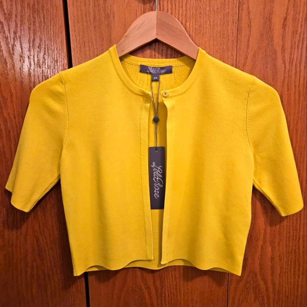 Lela Rose yellow cardigan